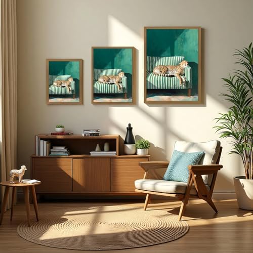Sleepy Cheetah Canvas Wall Art Funny Animals Print Wall Decor Maximalist - Image 2