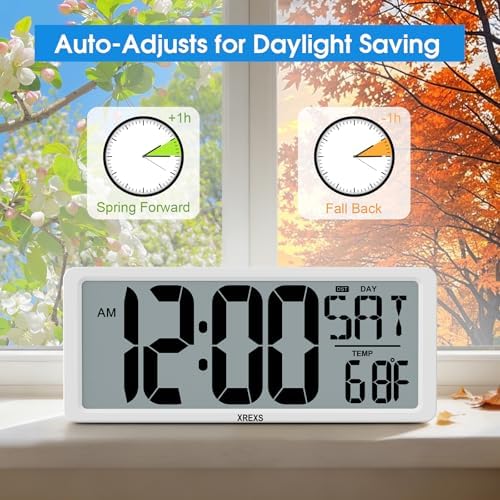 XREXS 14.17" Large Digital Wall Clock, Battery Operated Clock - Image 4