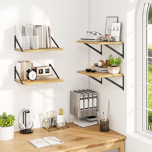 Heimlove 16W x 12D Deep Floating Shelves Set of 4 Oak - Image 2