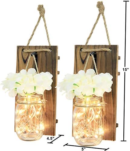 Greenco GRC2859 Wall Hung Mason Jar Sconce - Image 2