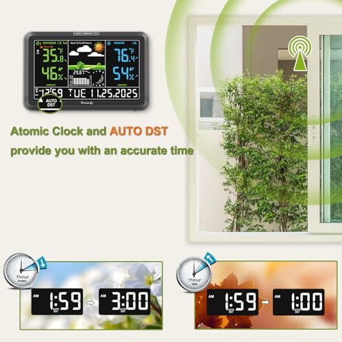 DreamSky Weather Station Indoor Outdoor Thermometer Wireless, Atomic Clock - Image 3