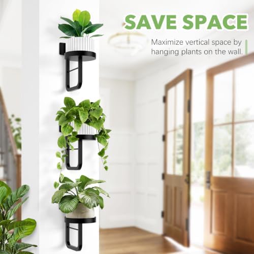 2 Pack Wall Plant Holder for Hanging Planters Indoor Outdoor Black - Image 3