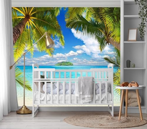 XMPMBM-Beach Palm Tree backsplash Large Decorative Wallpaper Tropical Palm Leaf - Image 3