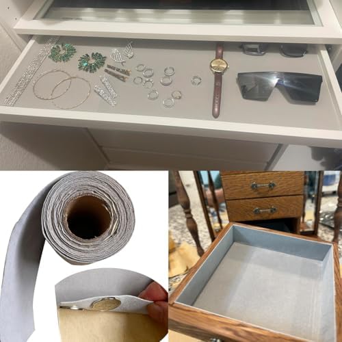 Light Grey Self Adhesive Soft Velvet Drawer Liner DIY Felt Fabric - Image 4