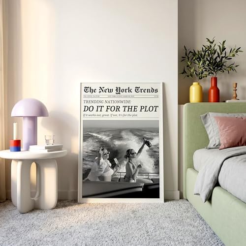 Trendy Newspaper Canvas Wall Art 12x16in White Framed Black And White Prints - Image 2