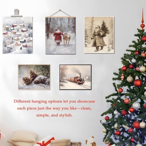 KBKBART Vintage Christmas Wall Art Prints Set of 10 Holiday Canvas Painting - Image 3