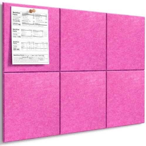 MaxGear Felt Bulletin Board 36" x 24", Rose Pink Felt Wall Tiles Push Pins by MaxGear