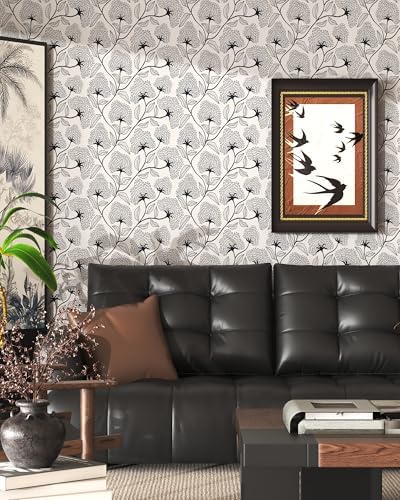 Peel and Stick Wallpaper Black and Beige Contact Paper 17.3"x197" - Image 3