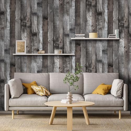 Yun-aeon Natural Wood-Dark Grey Contact Paper Peel and Stick Wallpaper - Image 6