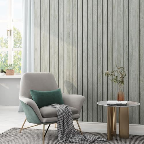 LaCheery 23.6"x157" 3D Faux Wood Wall Panels Peel and Stick Gray Fluted Wood - Image 2