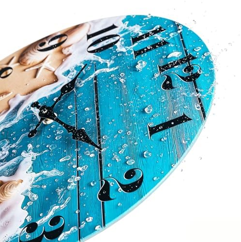 14 Inch Large Beach Wall Clock Battery Operated Waterproof Coastal Wall Art - Image 2