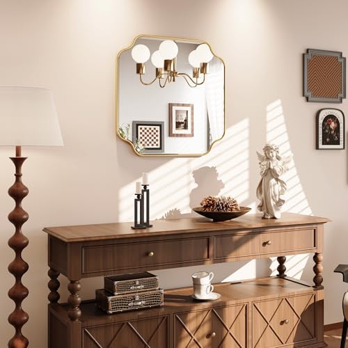 Kelly Miller 28"x28" Gold Foil Scalloped Decorative Wall Mirror - Image 4