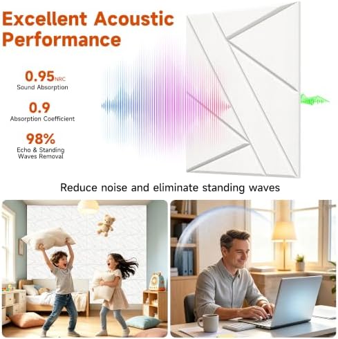 TO-TH Soundproofing Panels Peel and Stick Acoustic Panel 12Pack, Snow White - Image 3