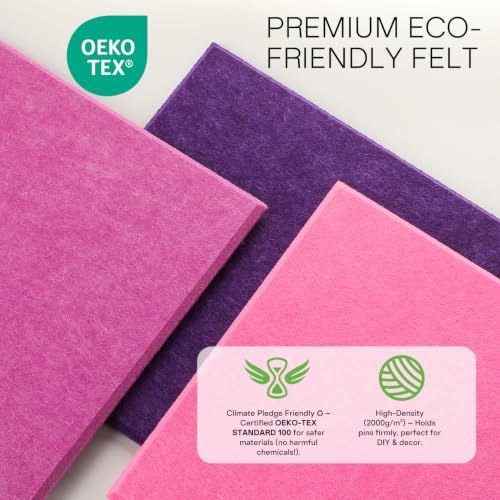 MaxGear Felt Bulletin Board 36" x 24", Rose Pink Felt Wall Tiles Push Pins - Image 2