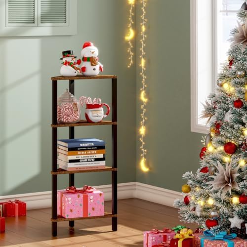 TUTOTAK Corner Shelf, 4-Tier Corner Bookshelf - Image 3
