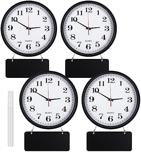4 Pack Silent World Clock with Chalkboard Multi Time Zone, 12 Inch by Tianxunewtig