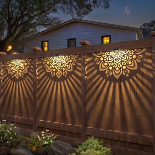 Hapjoy Solar Fence Lights Outdoor 4 Pack Solar Step Lights LED Powered Wall - Image 3