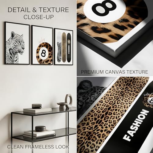 Stockholm Style Room Decor Wall, Trendy Leopard Canvas Wall Art Set of 3 - Image 6