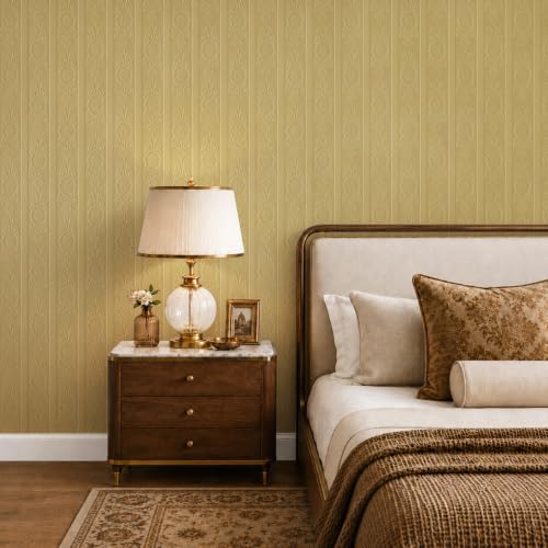 JiffDiff Khaki 3D Embossed Textured Peel Stick Wallpaper 17.3"x400" - Image 2