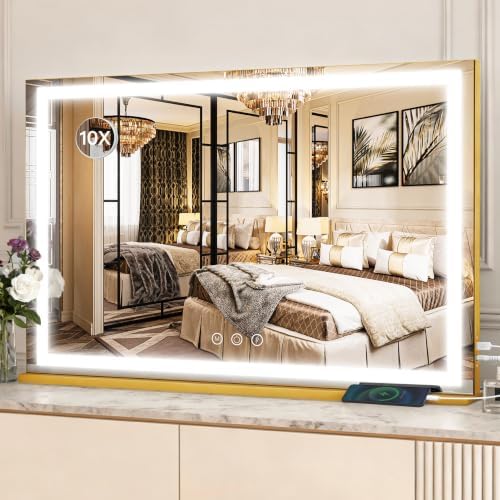 ROLOVE Extra Large Gold Hollywood Vanity Mirror by ROLOVE