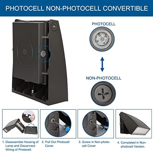 DAKASON 100W LED Wall Pack, Dusk-to-Dawn Photocell, Adjustable Head, Full - Image 5