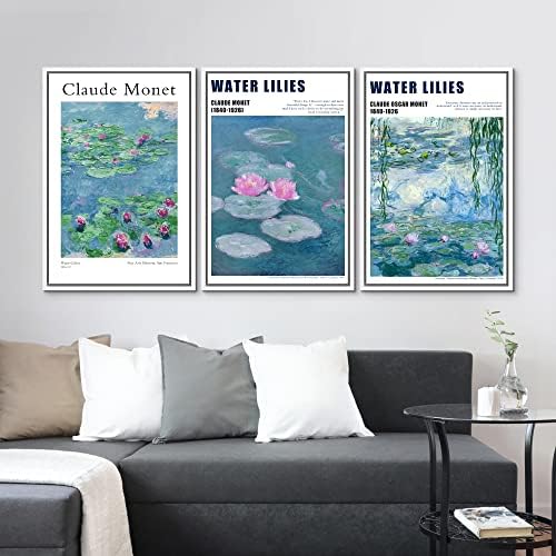 MUDECOR Framed Wall Art Print Set Water Lilies by Claude Monet Nature - Image 3