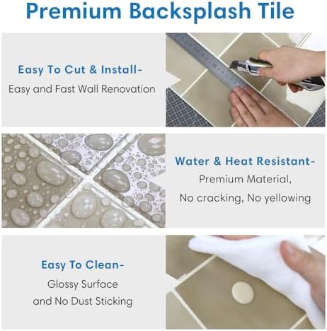 COMSTICKC Thicker Peel and Stick 3D Backsplash Tiles Kitchen Bathroom - Image 4