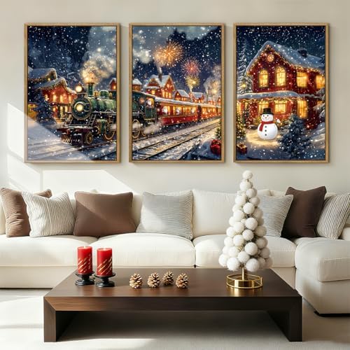 BINCUE Christmas Wall Art Winter Christmas Prints Framed Wall Painting Decor - Image 4