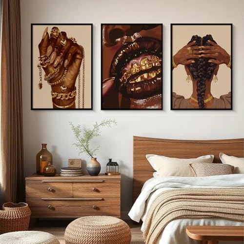 Pouydmi Black Girl Wall Art African Woman Canvas Wall Decor Black Women People - Image 4