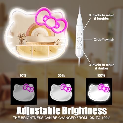 MCJSGSP Anime Hello Kit Cat Neon Sign Mirror L16.1 W14 Vanity Mirror - Image 4