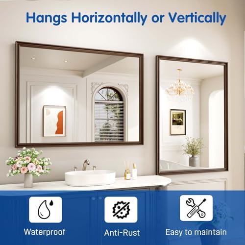 WEER Brown Bathroom Vanity Mirror 48x36 Inch - Image 6