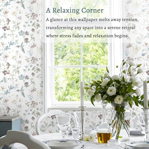 Heroad Modern Boho Peel and Stick Wallpaper Floral Cottage Wallpaper Botanical - Image 2