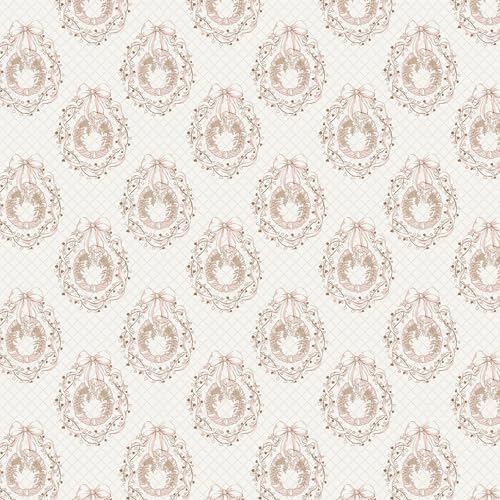 GloryTik Cute Pink Peel and Stick Wallpaper, Vintage Floral Wreath by GloryTik