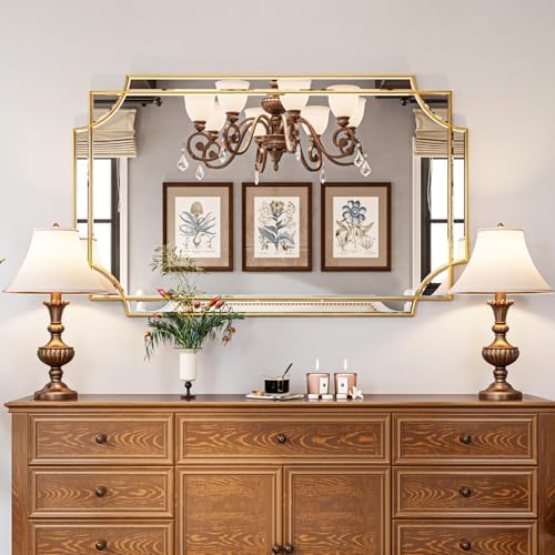 Kelly Miller 30"x48" Gold Foil Scalloped Edge Decorative Vanity Wall Mirror - Image 2