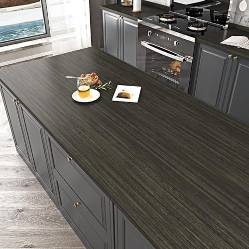 Black/Grey Wood Grain Contact Paper Counter Top Peel and Stick Waterproof - Image 5