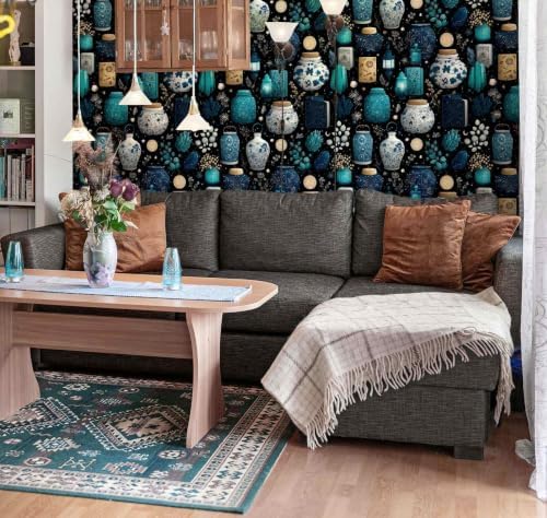 Vintage Vase Peel and Stick Wallpaper, Dark Academia Celestial Wallpaper - Image 4