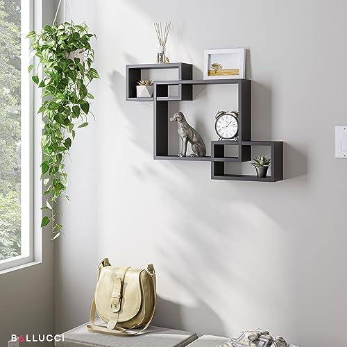 Ballucci Wooden Interweave Floating Wall Mounted Shelves, Horizontal and - Image 2