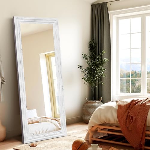 58x22in Full Length Mirror, 3-Tier Stepped Solid Wood Frame - Image 4