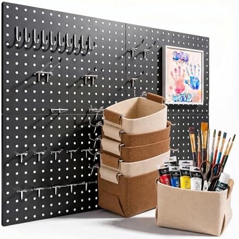 Spampur Peg Board, 4 Pack Metal Pegboard Wall Organizer by Spampur