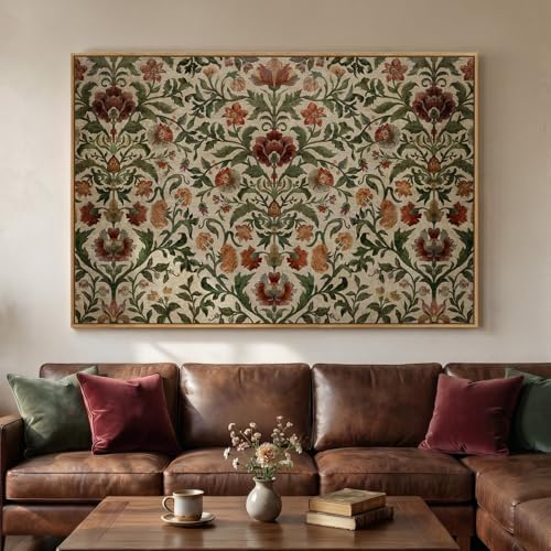 Extra Large Framed Vintage Morris Floral Wall Art by MXART