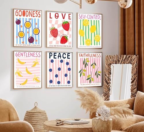 Fruit of the Spirit Bible Verses Wall Art Minimalist Striped Christian Poster - Image 5