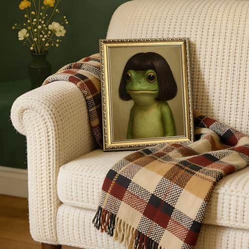Gold Framed Whimsical Frog Wall Art, Funny Frog Wall Decor Painting Humor - Image 3