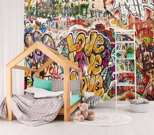 XMPMBM-Graffiti Art backsplash Large Decorative Wallpaper Colorful Alphabet by Moredurableandtear-resistantthantraditionalwallpaperwithexcellentadhesion