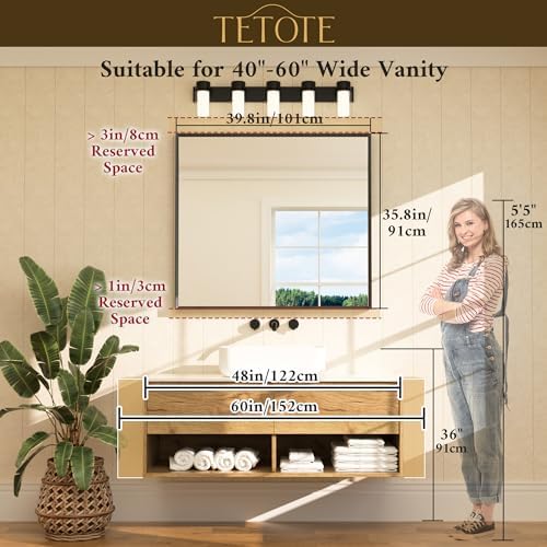 TETOTE Brushed Nickel Bathroom Mirror - Image 6