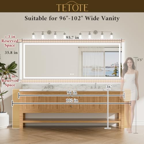 TETOTE 96 x 36 LED Lighted Bathroom Mirror - Image 5