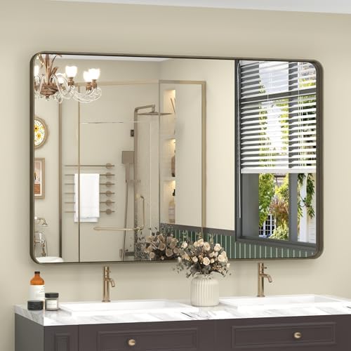 48x30 Inch Brushed Bronze Bathroom Mirror by CHARMOR