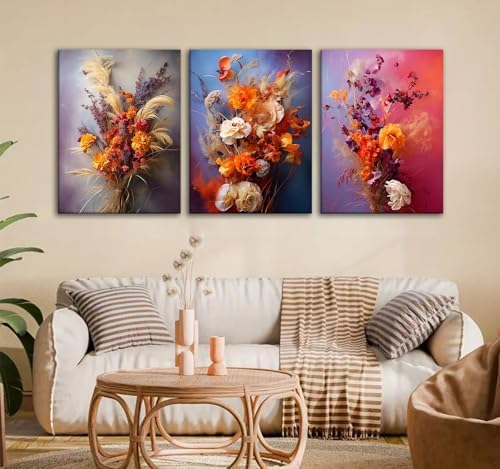 CHTEXA Boho Dried Flower Canvas Wall Art, 3 Piece Gallery Wrapped - Image 7