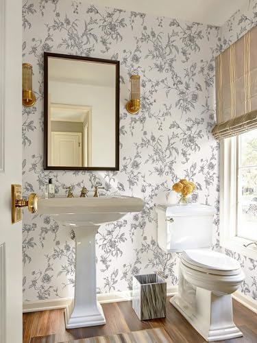 Ismoon Peel and Stick Wallpaper Floral Vintage Stick on Wall Paper Black and - Image 4
