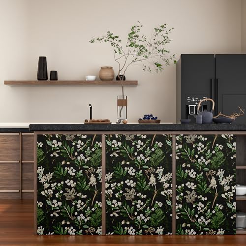 Laatse Vintage Dark Green Floral Leaf Peel and Stick Wallpaper 17.5"x118" - Image 3