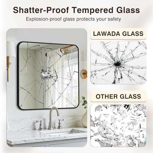 Vanity Bathroom Mirror, 30”x30” Black Bathroom Mirror - Image 4